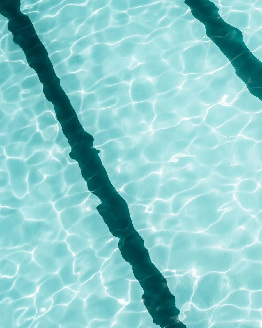 Pool steps and water